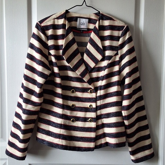 CAbi Jackets & Blazers - CAbi‎ 10 Striped Red White& Navy Cruise Blazer Love Carol Coastal Grandma Sailor